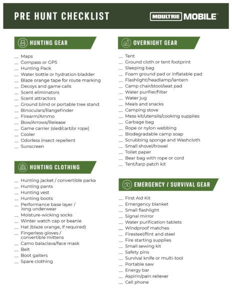 2021 Hunting Checklist | Moultrie Mobile